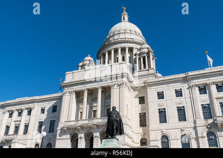 Facade of the Rhode Island State Capitol Building in Providence Stock Photo