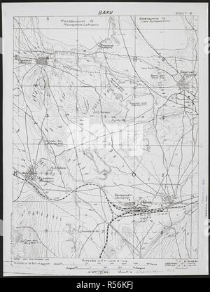 Map of Baku dated 1918. Baku, MOD Misc 306. [S.l.] : Survey Party MEF, 1918. India. Army. Royal Engineers. Indian Field Survey Company, 1st. Scale 1:21 000. Source: Maps MOD Misc 306. Stock Photo