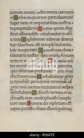 Text page; Psalm 64. Mirandola Hours. Italy, circa 1490-1499. [Whole folio] Text page from the Office of the Dead; Psalm 64 Image taken from Mirandola Hours. Originally published/produced in Italy, circa 1490-1499. Source: Add. 50002, f.108. Language: Latin. Stock Photo