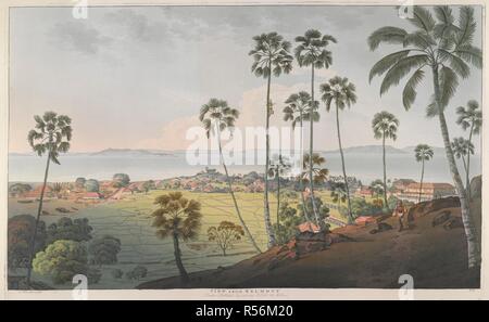 View from Belmont. An aquatint of a view looking towards the back of the harbour including part of the village of Mazagon, the islands of Carranjar, Elephanta and Butcher bounded by the hills of Mahratta country. Bombay Views: Twelve Views Of The Island Of Bombay And Its Vicinity Taken In The Years 1791 And 1792. London, R. Cribb, 1804. Source: X 436, plate 7. Language: English. Author: JAMES WALES. Stock Photo