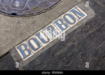 Bourbon Street signage in New Orleans, Louisiana French Quarter Stock Photo
