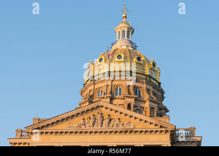 Dome of the Iowa State Capitol Building in Des Moines, Iowa Stock Photo