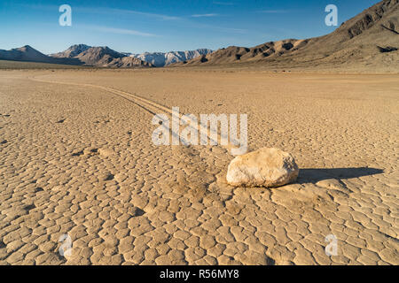 The Racetrack Playa is a scenic dry lake located above the northwestern side of Death Valley, in Death Valley National Park, Inyo County, California w Stock Photo