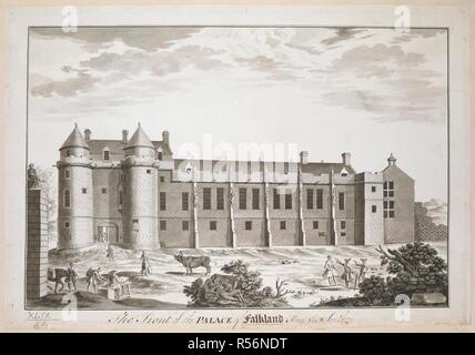 A view of the front of the palace of Falkland, from the south. A view, in Indian ink, of the front of the palace of Falkland, from the south. ca. 1743. Source: Maps K.Top.49.86. Language: English. Author: ELPHINSTONE, JOHN. Stock Photo