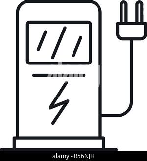 Electric car recharge station icon. Outline illustration of electric car recharge station vector icon for web design isolated on white background Stock Vector