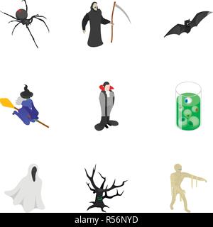 Halloween icon set. Isometric set of halloween vector icons for web design isolated on white background Stock Vector