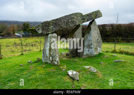 BallyKeel Dolmen and Cain at the Ring of Gullion Area of Outstanding Natural Beauty Stock Photo