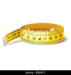 Yellow measure tape icon isolated on white background Stock Vector