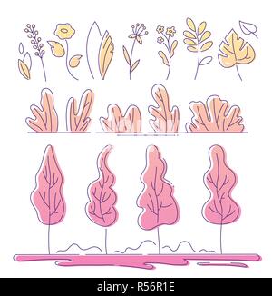 Floral elements - modern flat design style elements Stock Vector