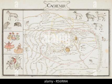 Map of the Mughal Empire in India, 1700, old vintage maps Stock Photo ...