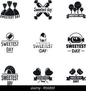 Happy sweetest day logo set. Simple set of 9 happy sweetest day vector logo for web design on white background Stock Vector