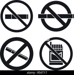 No smoking pub icon set. Simple set of no smoking pub vector icons for web design on white background Stock Vector