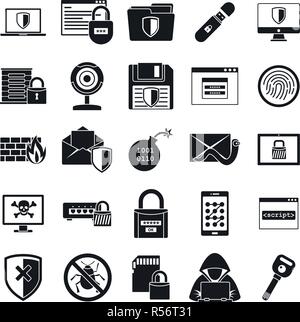 Network security icon set. Simple set of network security vector icons for web design on white background Stock Vector