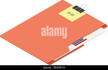 Red office map icon set. Isometric set of red office map vector icons for web design isolated on white background Stock Vector
