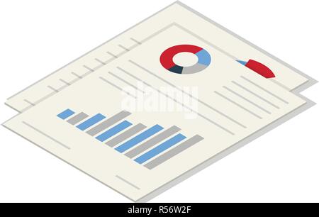 Office graph paper icon set. Isometric set of office graph paper vector icons for web design isolated on white background Stock Vector
