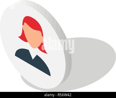 Red hair woman avatar icon set. Isometric set of red hair woman avatar vector icons for web design isolated on white background Stock Vector