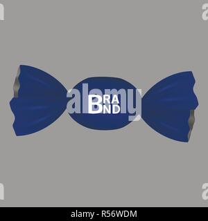 Blue brand bonbon icon. Realistic illustration of blue brand bonbon vector icon for web design Stock Vector