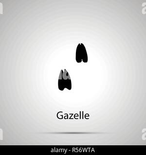 Gazelle paws, steps imprints, simple black silhouette on gray Stock Vector