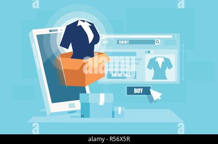 Creative vector design of online ordering via smartphone and computer on modern web site Stock Vector