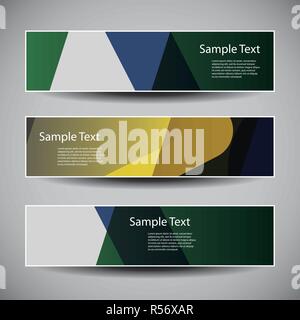 Set of Three Colorful Headers or Banners with Abstract Design Template Illustration in Freely Scalable and Editable Vector Format Stock Vector