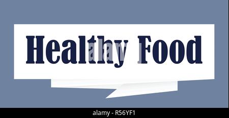 Healthy food paper speech bubble sign Vector illustration Stock Vector