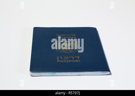 Israeli passport on white background Stock Photo