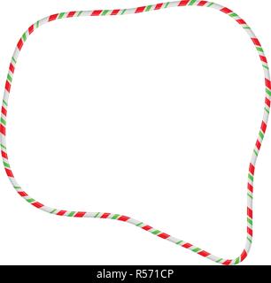 Candy Cane Frame Border Random Shape. Vector christmas design isolated on white background Stock Vector