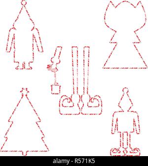 Candy Cane Frames Border Christmas Shapes Set. Vector christmas design isolated on white background Stock Vector