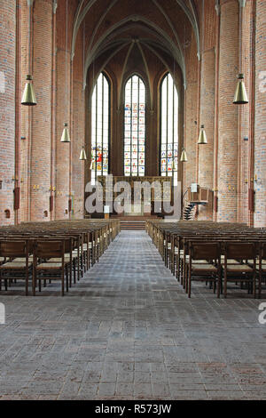 HANOVER, GERMANY - MAY 05: Marktkirche Cathedral Interior in Hanover on MAY 05, 2011. Empty Lutheran Church in Hannover, Germany. Stock Photo