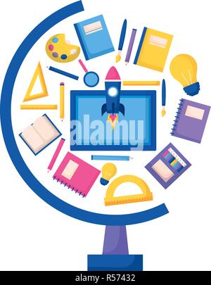 globe with education supplies school vector illustration vector illustration Stock Vector