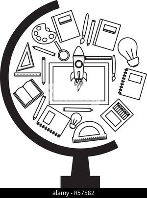 globe with education supplies school vector illustration vector illustration Stock Vector