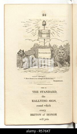 Although Magna Carta was often invoked in an unsophisticated and anachronistic manner, it became a prominent symbol of liberty for early  nineteenth-century radicals. They saw Magna Carta as the basis of an ancient constitution that was under threat from an increasingly powerful and unaccountable executive. That position was demonstrated clearly in this book, published in support of Queen Caroline (d. 1821), which suggested that to defend the Queen was to defend the ancient  rights established by Magna Carta. The book went through at least five editions in 1820, and was â€˜Dedicated to the Lad Stock Photo