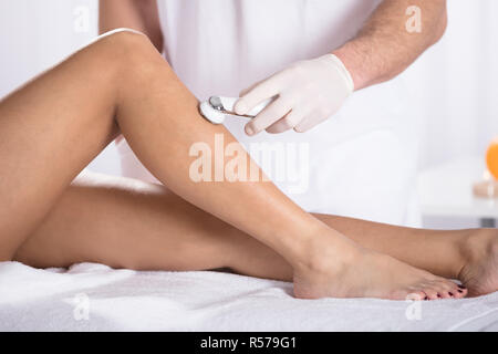 Woman Having Mesotherapy Treatment At Beauty Clinic Stock Photo