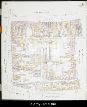 Map of Colchester, Essex. Colchester, (Essex) : [fire insurance plans]. London : Chas. E. Goad Limited, 1909. 63x54cm.; Scale [1:480]. 40ft = 1 inch. Source: Maps 149.b.29.(2) Sheet 5. Stock Photo