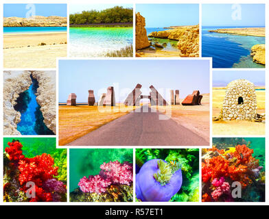 The collage from images of Ras Muhammad National Park, Egypt Stock Photo