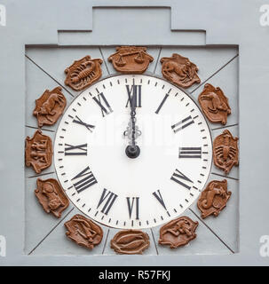 Twelve o'clock by  clock face Stock Photo