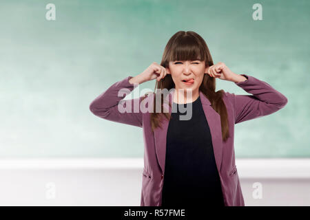 Cheerful asian woman with funny expression Stock Photo