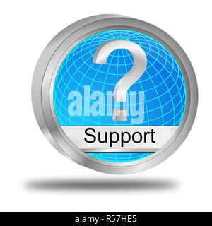 glossy blue Support Button - 3D illustration Stock Photo