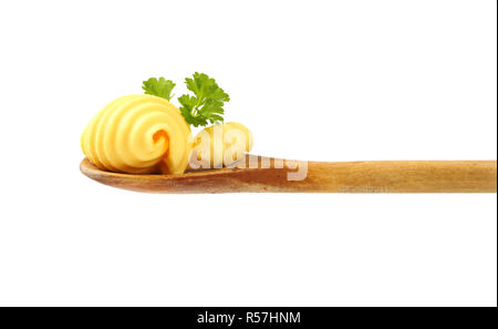 butter curls on spoon Stock Photo