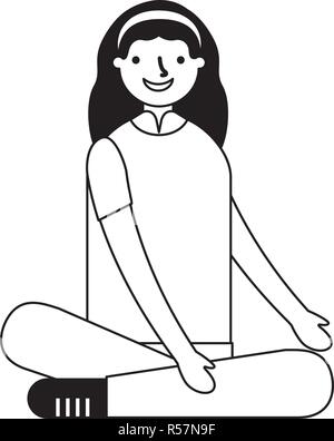 smiling girl sitting crossed legs vector illustration Stock Vector ...