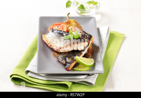 Pan fried fish fillets Stock Photo