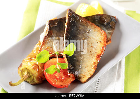 Pan fried fish fillets Stock Photo