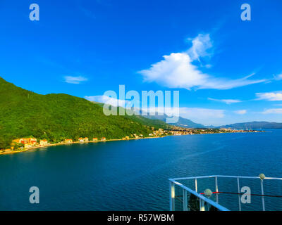 View from cruise liner, Kotor Bay, Montenegro Stock Photo