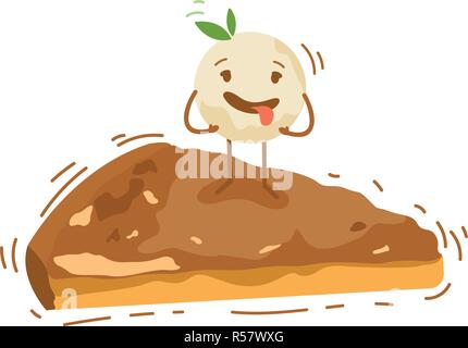 Cute ice cream cake cartoon character isolated on white background vector logo banner illustration Stock Vector