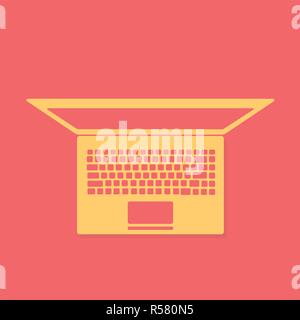 Laptop with blank screen isolated on red background Stock Vector