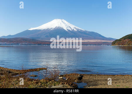 Lake Yamanaka and Mountain Fuji Stock Photo