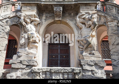 PRAGUE, CZECH REPUBLIC- MAY 03, 2017:Troja Palace , entrance. It is a Baroque palace located in Troja,  Prague's district. Built in the 17th century, currently the palace is owned by the city of Prague Stock Photo