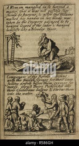 The cruel and bloodthirsty acts in Ireland during the english Civil War and the religious conflicts between Roman Catholics and Protestants. . The Teares of Ireland. England. Source: G.5557 75. Language: English. Author: Cranford, James. Stock Photo