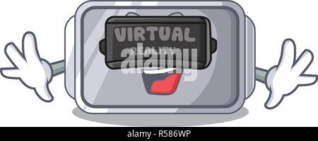 Virtual reality empty baking tray close with character Stock Vector