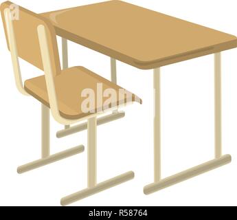 School Desk. School Supplies Icon and Logo. Isolated design element. Vector Cartoon illustration. Stock Vector